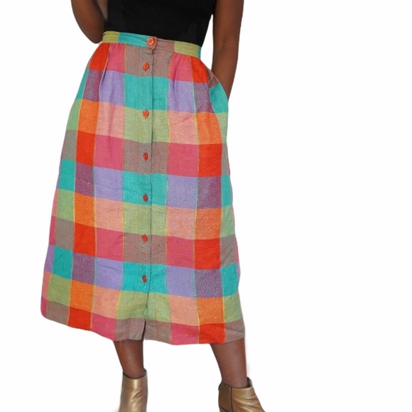 rainbow button up skirt